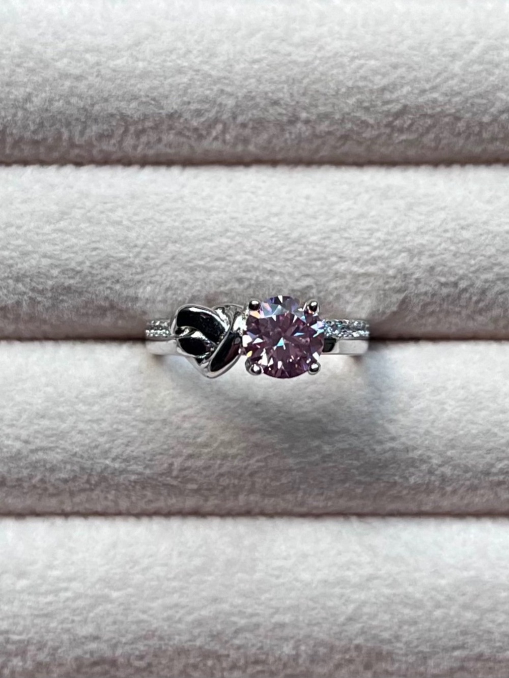 R107 | Pink Moissanite with Heart Ring